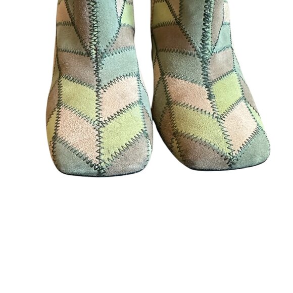 Jeffrey Campbell Verus Patchwork Bootie Heels Boots Green Size 9.5 Women's - Picture 9 of 15